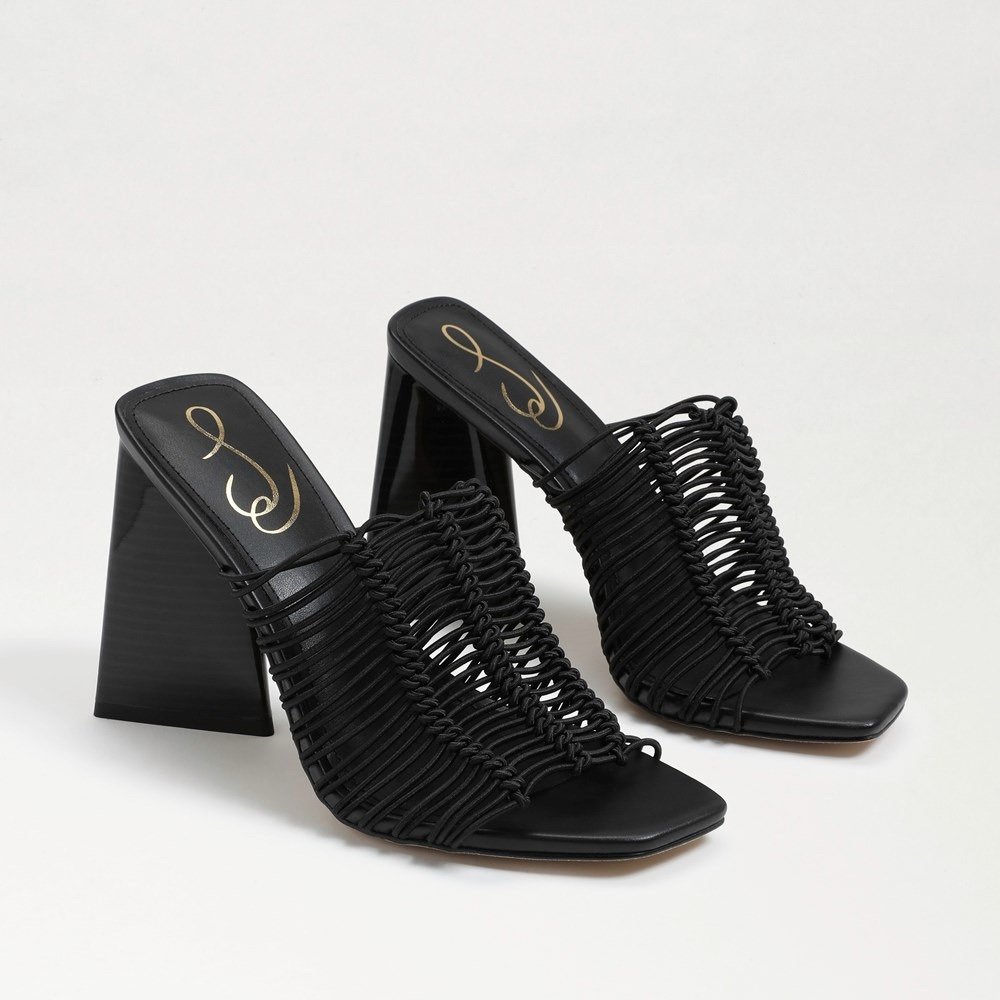 Sam Edelman Laurette Black Block Heel Mule - Woven Detail • 6M